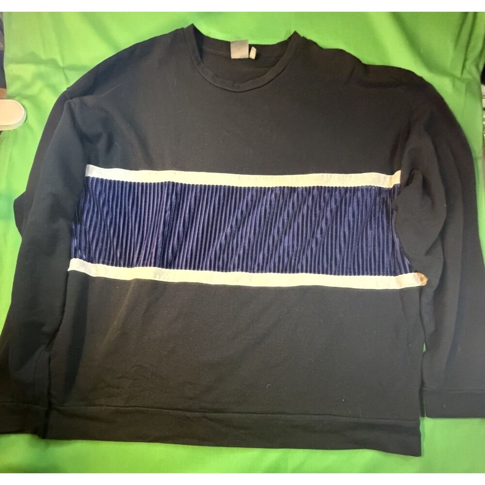 ASOS Design Knit Sweater Polo Men’s Size 3XL Blue & Black w/ White Stripes